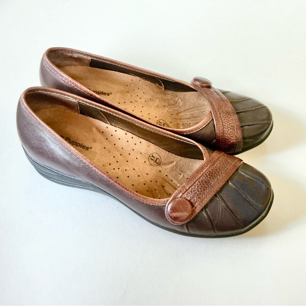 Hush Puppies Shoes Womens Sonnet Slip On Brown Leather Casual Wedge Heels 7.5M